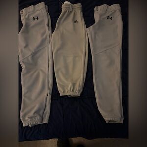 Bundle of 3 pairs of boys baseball pants, size medium - Under Armour and adidas.